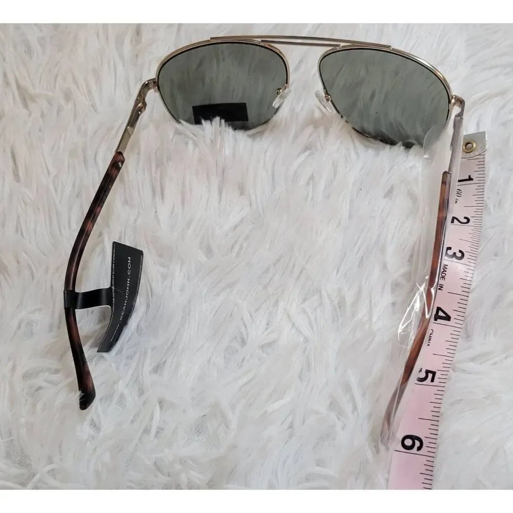 SEAN JOHN Gold Mens Aviator Sunglasses 100% UV Protection New